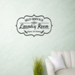 Laundry Self Service Funny Washing Saying Wall Decal<br><div class="desc">Laundry Self Service Funny Washing Saying  Wall Decals and Stickers features the text "Self-service Laundry Room Open 24 Hours" in elegant calligraphy black script. Fantastic for decorating your laundry room. Designed by ©Evco Studio www.zazzle.com/store/evcostudio</div>