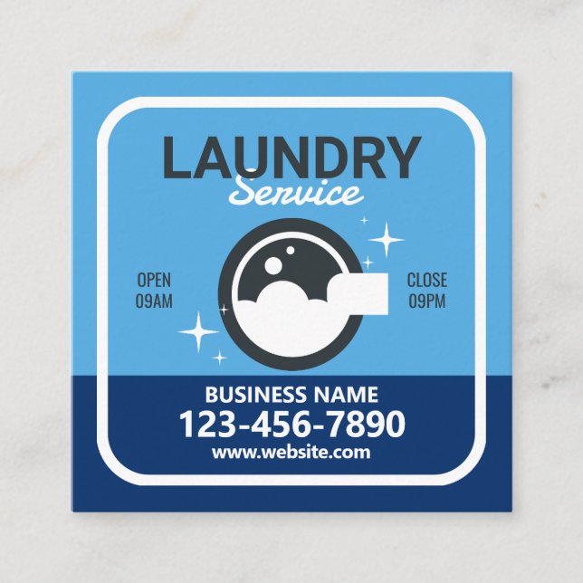 Laundry Service Qr Code Square Business Card (Front)
