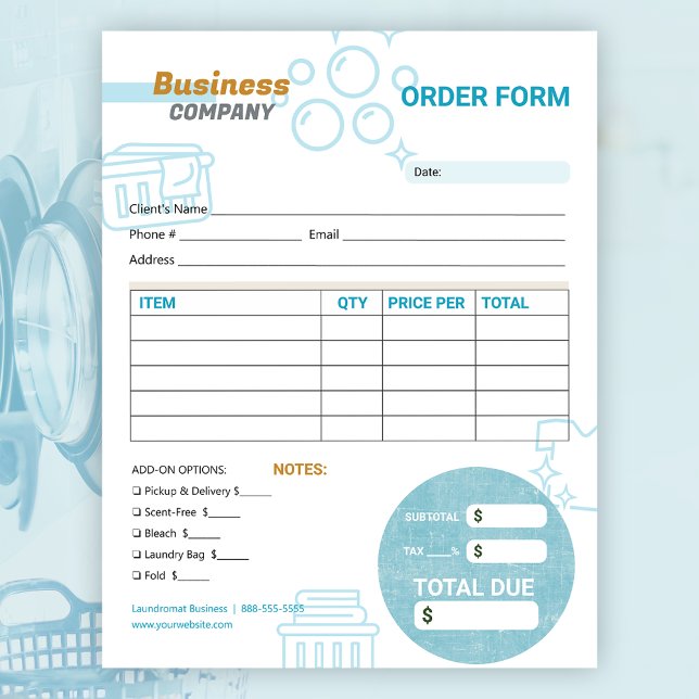 Laundry Services Laundromat Order Invoice Form Notepad (Creator Uploaded)