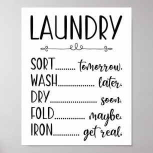 Laundry Sign Sort Wash Dry Fold Iron Funny