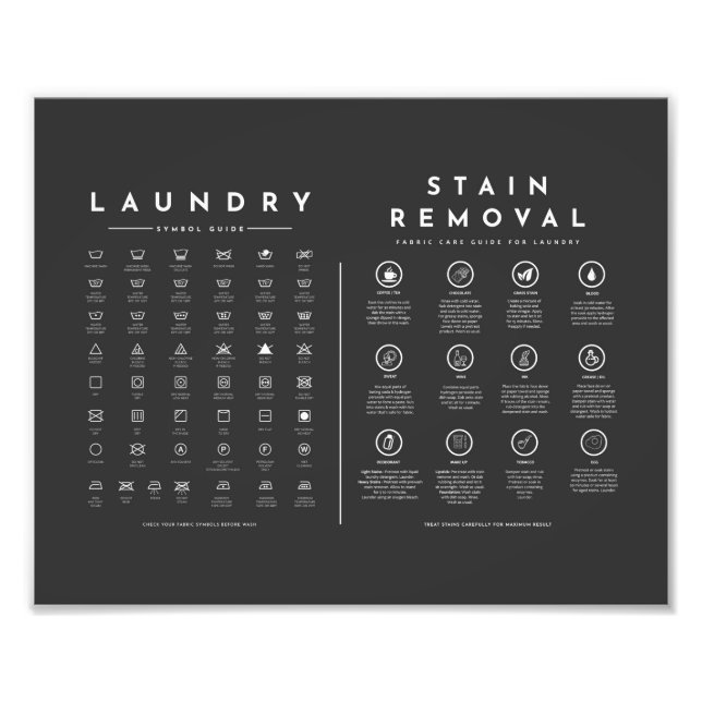 Laundry Symbols Guide Care with Stain Removal Photo Print (Front)