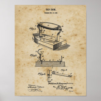 Laundry Wall Decor Clothes Iron Blueprint Art