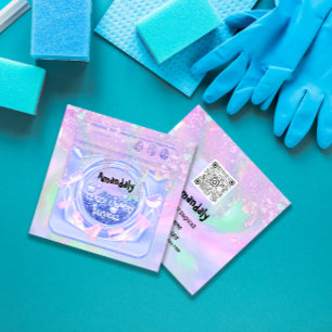 Laundry Washing Cleaning Service QR Code Logo Square Business Card
