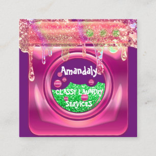 Laundry Washing Machine Home Cleaning QR Code Soap Square Business Card