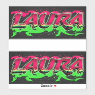 Laura First Name Graffiti Sticker