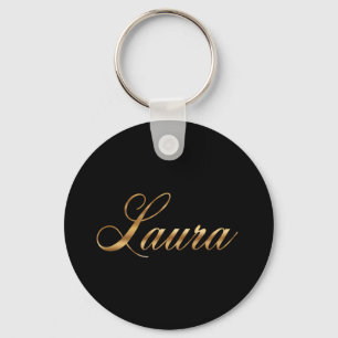 Laura gold Design Lettering Schlüsselanhänger rund Keychain