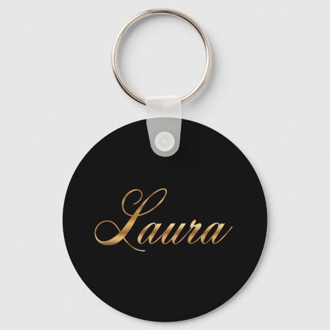 Laura gold Design Lettering Schlüsselanhänger rund Keychain (Front)