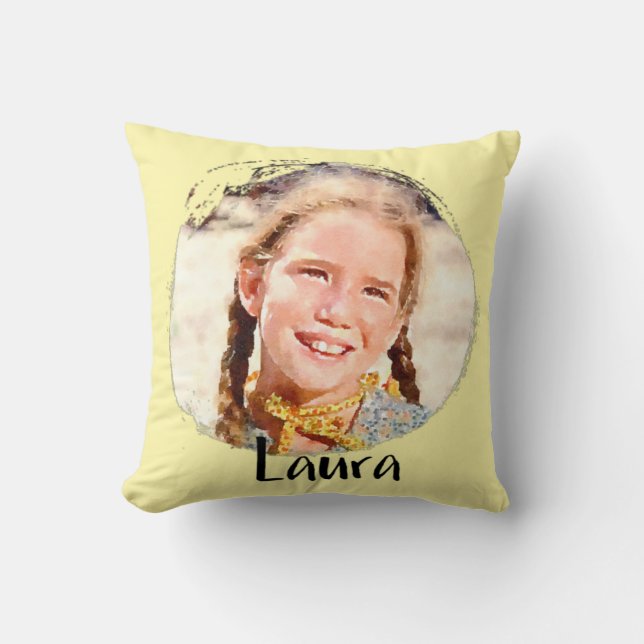 Laura Ingalls Wilder Throw Pillow (Front)