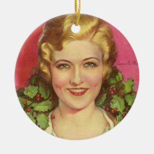 Laura La Plante 1929 magazine cover. Christmas. Ceramic Ornament