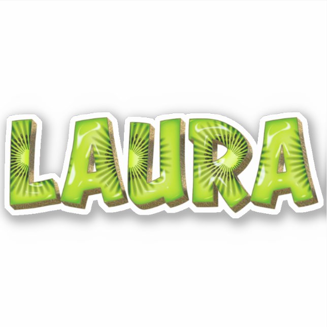 Laura Name Kiwi Design Sticker (Front)