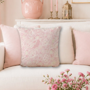 Laura 🌸 Soft Pink Baroque Floral Throw Pillow