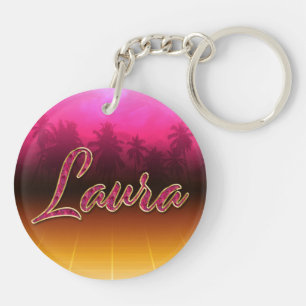 Laura Vorname Name golden pink Schlüsselanhänger Keychain