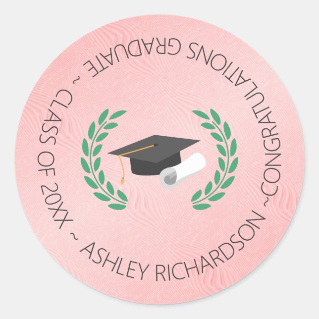 Laurel And Cap Classic Round Sticker (Front)