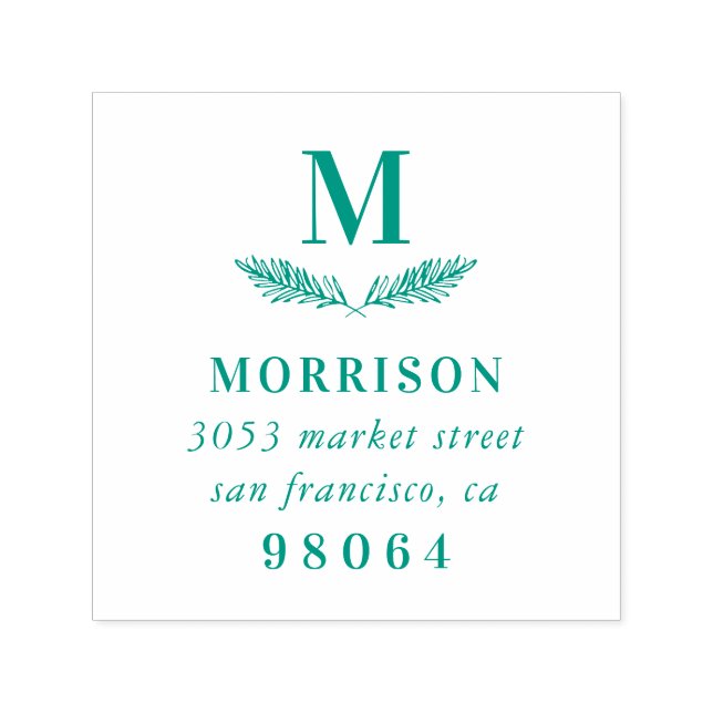 Laurel Branch | Elegant Monogram Return Address Self-inking Stamp (Design)