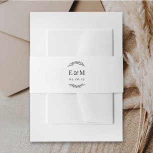 Laurel Branch  Monogram Wedding Invitation Belly Band