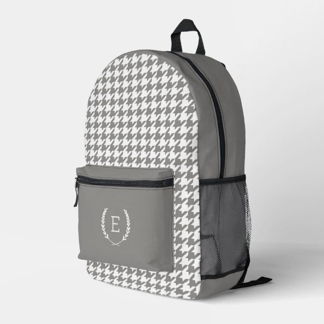 Laurel Crest Monogram Printed Backpack (Back Corner Right)