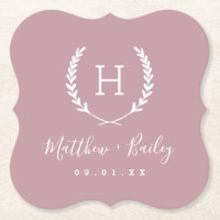 Laurel Crest Wedding Monogram | Mauve