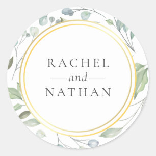 Laurel Garland Greenery Wedding Favour Classic Round Sticker