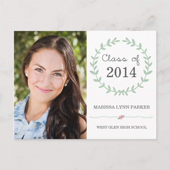 Laurel Graduation Party Invitation Postcard (Front)