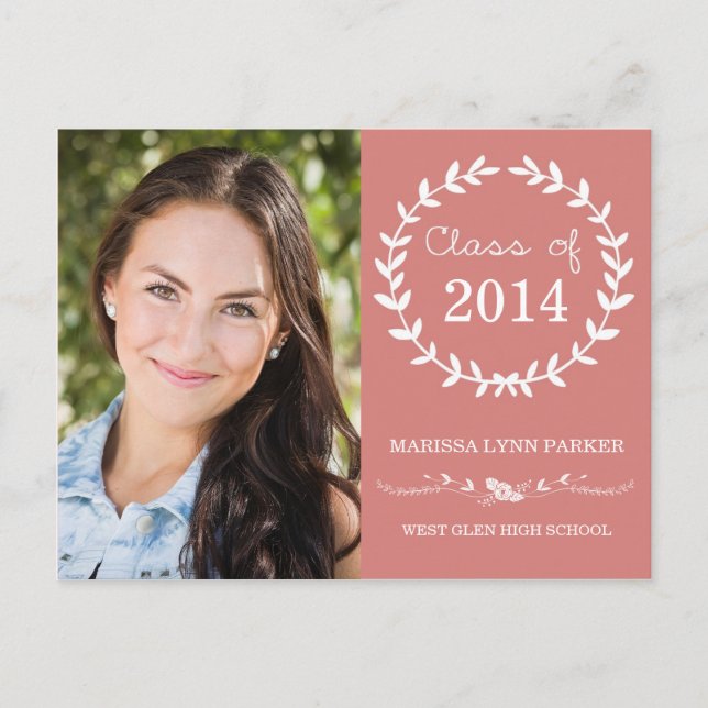 Laurel Graduation Party Invitation Postcard (Front)