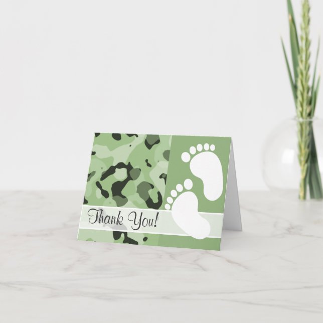 Laurel Green Camo; Camouflage Thank You Card (Front)