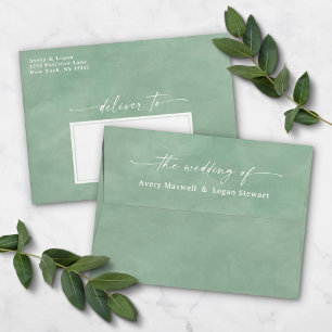Laurel Green Watercolor A7 5x7 Wedding Invitation Envelope