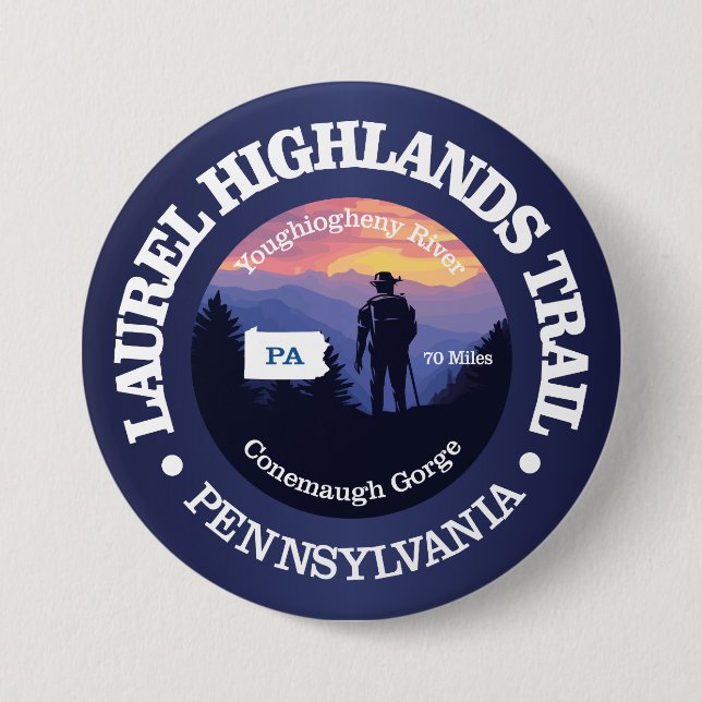 Laurel Highlands Trail (rd2) 3 Inch Round Button (Front)