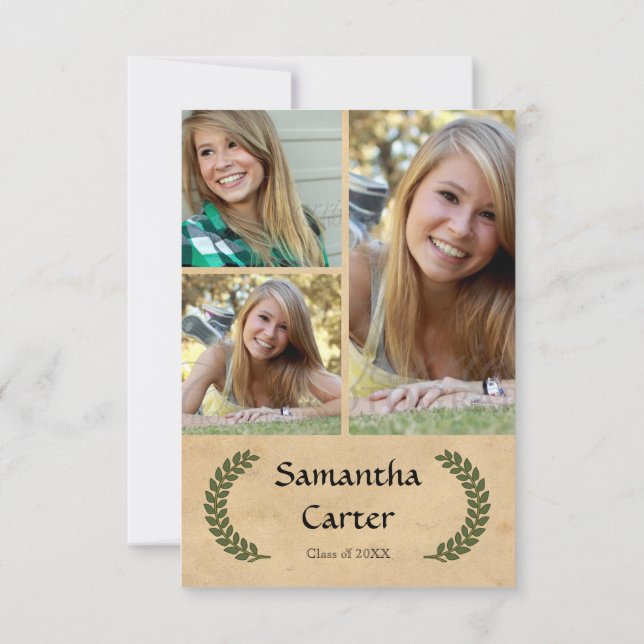 Laurel Leaf - 3x5 Graduation Announcement (Back)