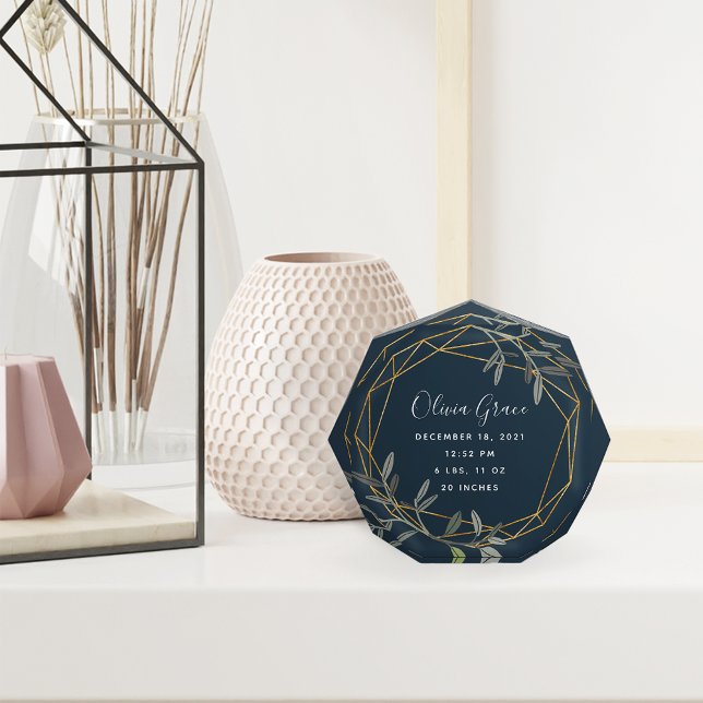 Laurel Leaf Baby Birth Stats Acrylic Block (Creator Uploaded)