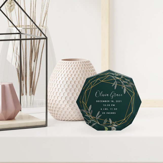 Laurel Leaf Baby Birth Stats Acrylic Block (Creator Uploaded)
