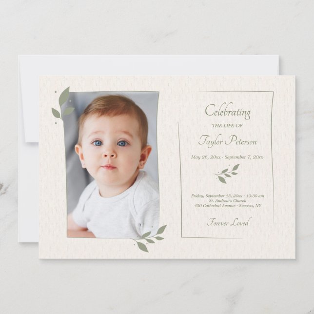 Laurel Leaf Frame Celebration of Life Card (Front)