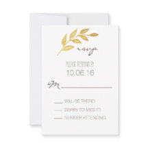 Laurel Leaf Gold Leaf RSVP Card