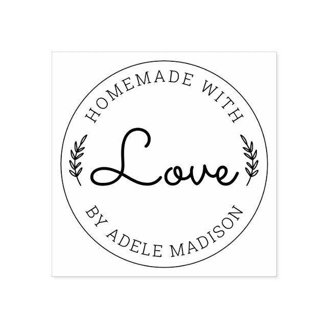 Laurel Leaves Homemade With Love Rubber Stamp (Imprint)