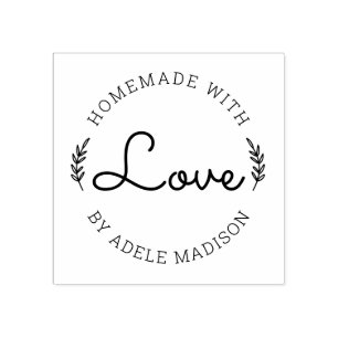 Laurel Leaves Homemade With Love Rubber Stamp