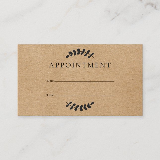 Laurel Leaves Rustic Customer Appointment Card (Front)