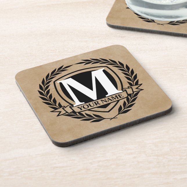 Laurel Monogram Design Beverage Coaster (Left Side)