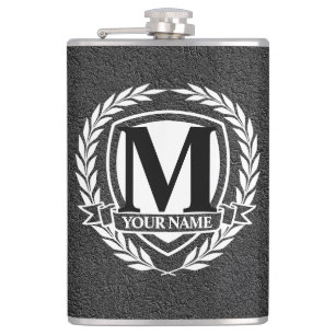 Laurel Monogram Design Flask