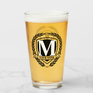 Laurel Monogram Design Glass