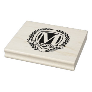 Laurel Monogram Design Rubber Stamp