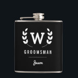 Laurel Monogram Groomsman Hip Flask<br><div class="desc">This design features a monogram design with traditional laurels and can be personalized with your groomsman's name.</div>