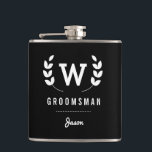 Laurel Monogram Groomsman Hip Flask<br><div class="desc">This design features a monogram design with traditional laurels and can be personalized with your groomsman's name.</div>