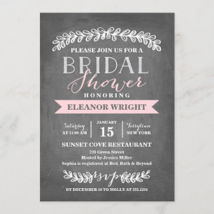 Laurel Pink Banner   Bridal Shower Invitation