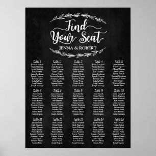 Laurel Wedding Seating Chart, Editable Colour Poster