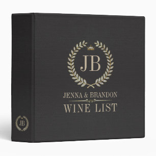 Laurel wreath and black leather binder