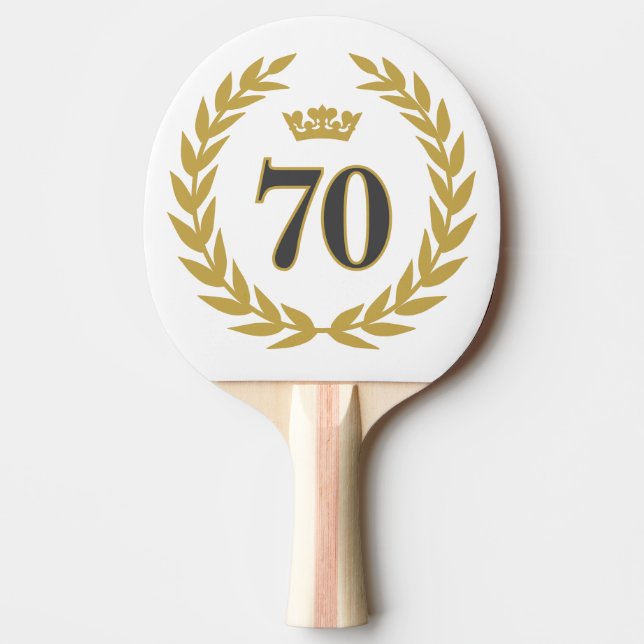 Laurel Wreath and Crown 70th Birthday Ping Pong Paddle (Front)
