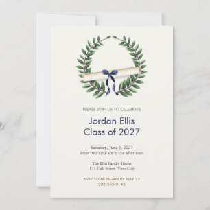 Laurel Wreath and Diploma Graduation Party Invitation