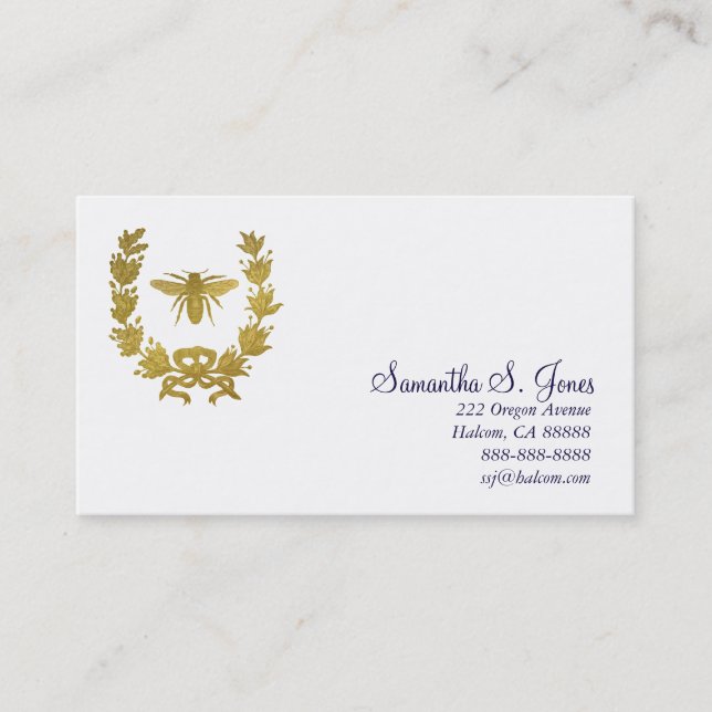 Laurel Wreath and Napoleonic Bee-1 Business Card (Front)