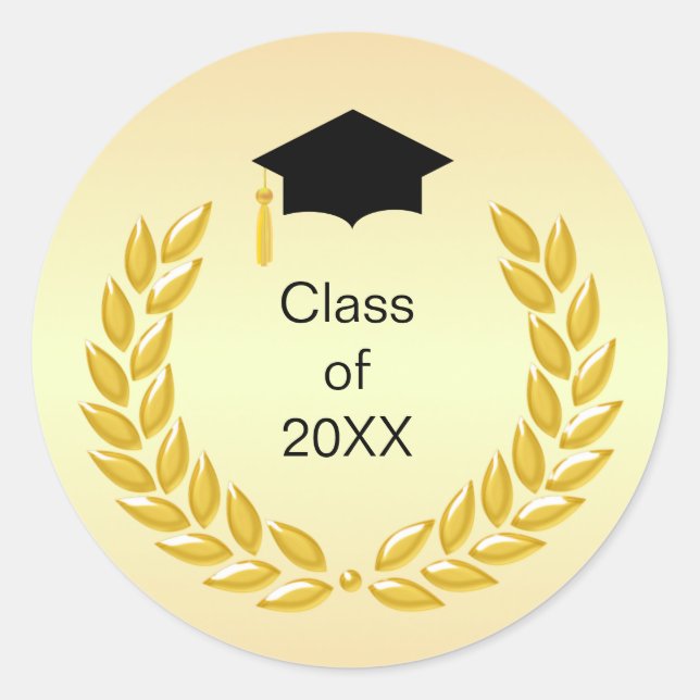 Laurel Wreath Class of 20XX Graduation Classic Round Sticker (Front)