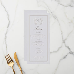 Laurel Wreath Crest Frame Classic Formal Wedding Menu
