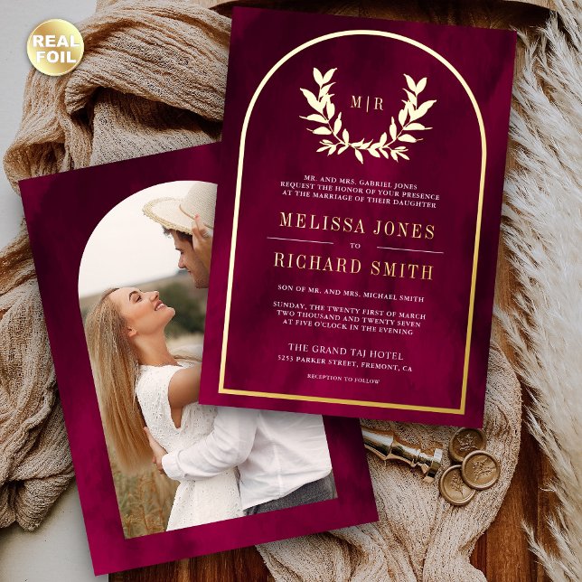 Laurel Wreath Leaves Fuchsia Magenta Wedding Gold (Creator Uploaded)